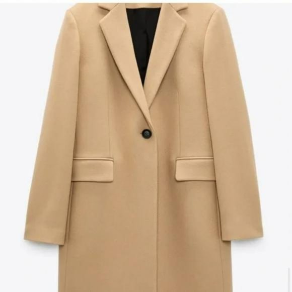 ZARA MENSWEAR STYLE WOOL COAT MANTECO LIGHT TAN - Picture 6 of 8